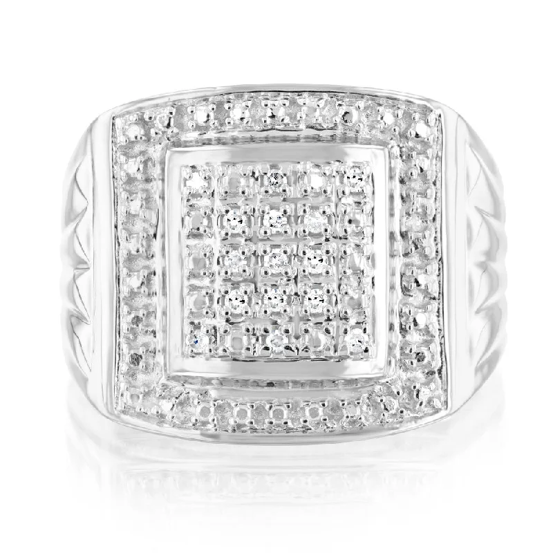 Trending Jewelry Now Available At Exclusive Prices 10 Points of Diamond Gents Ring in Sterling Silver