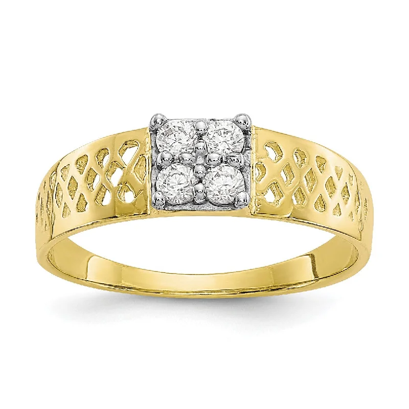 Flash Sale On Stunning Jewelry – Don't Miss Out 10KT Yellow Gold Cubic Zirconia Baby Ring; Size 1