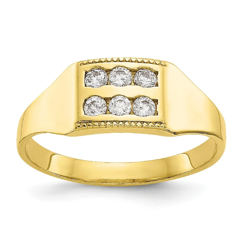 Personalized Jewelry Sale – Meaningful Gifts At Great Prices 10KT Yellow Gold Cubic Zirconia Childrens Ring; Size 3