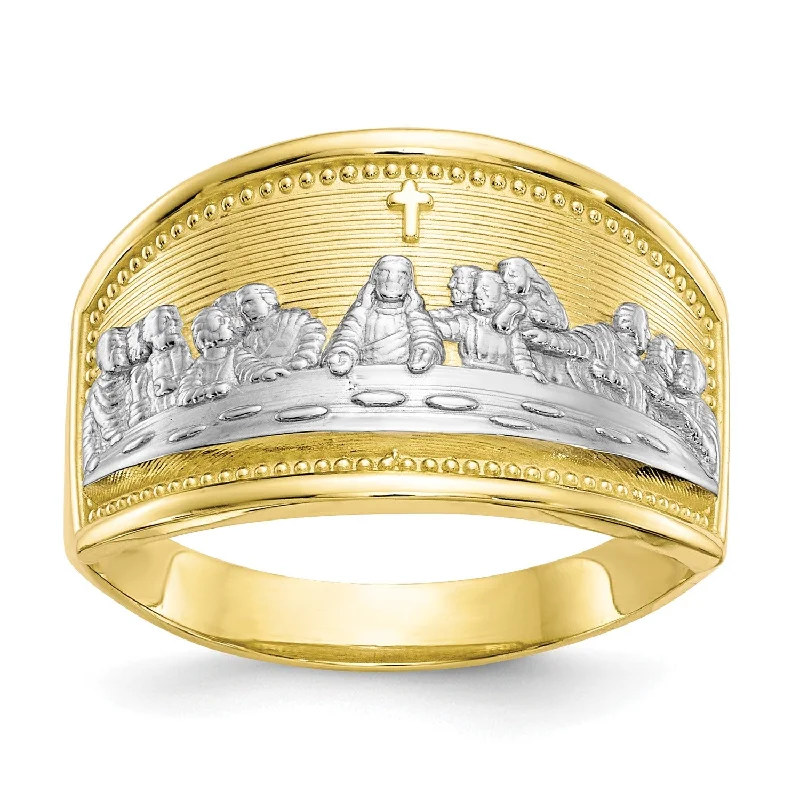 Luxury Jewelry Sale – Sparkle For Less 10KT Yellow Gold With Rhodium Plating Last Supper Ring