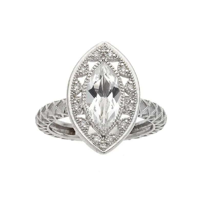 Exclusive Jewelry Sale Event – Shop Now 14k Marquis Ring in White Gold with Diamonds