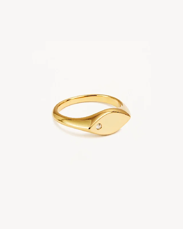 Exclusive Online Jewelry Sale – Don't Wait 14k Solid Gold Petal Diamond Signet Ring