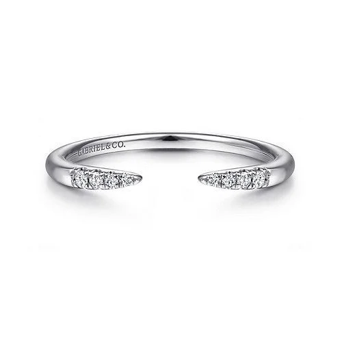 Luxury Jewelry At Unbeatable Discounts 14K W Gold 0.06cttw Open SI2/G Diamond Tipped Stackable Ring