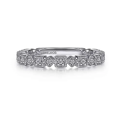Exclusive Gemstone Jewelry Markdowns – Shop Now 14K W Gold 0.12cttw Geometric Shapes Diamond Band