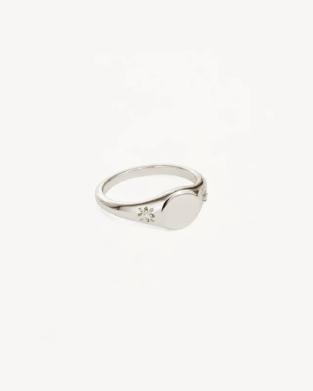 Don't Miss Out On Jaw-Dropping Jewelry Discounts 14k Solid White Gold Lotus Diamond Signet Ring