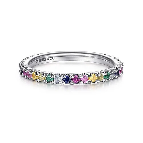 Exclusive Jewelry Markdowns – Limited-Time Offer 14K W Gold Multi Gemstone Band
