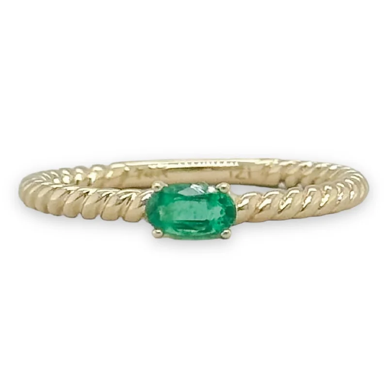 Seasonal Jewelry Deals – Elevate Your Style 14K Y Gold 0.25ct Emerald Rope Design Ring
