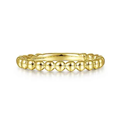 Affordable Glamour – Premium Jewelry For Less 14K Y Gold 1.6mm Beaded Stack Ring