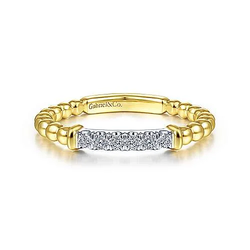 Elegant Jewelry, Exclusive Prices – Shop Now 14K Y Gold 2mm 0.10cttw Beaded Diamond Ring