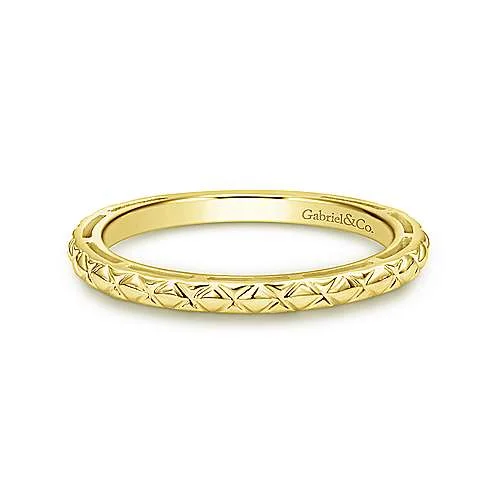 Final Call For Exquisite Jewelry At Reduced Rates 14K Y Gold Quilted pattern Stacking Ring