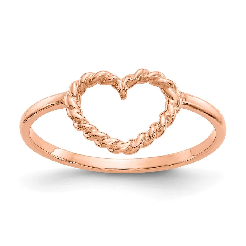 Special Sale On Handcrafted Jewelry – Shop Today Twisted Rope 14KT Rose Gold Heart Ring; Size 7