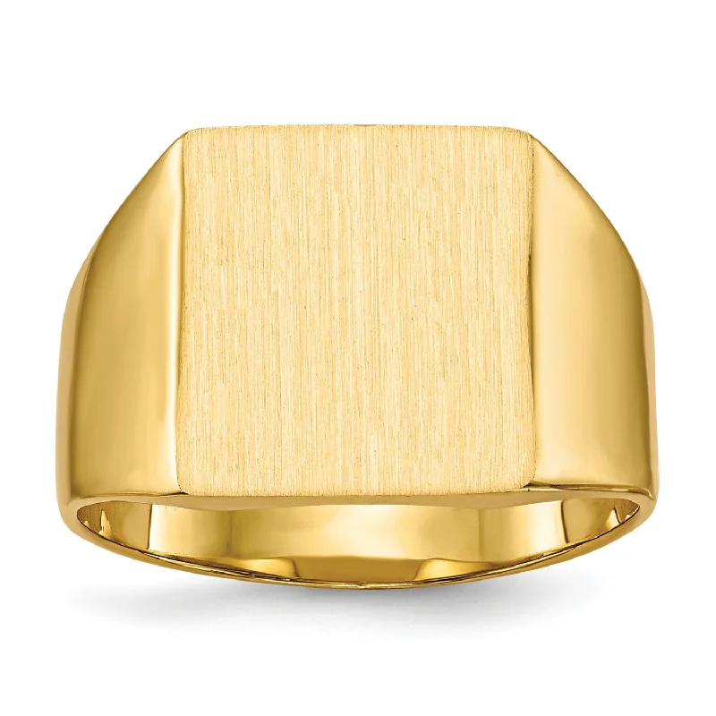 Get The Sparkle You Love At Prices You Adore 14KT Yellow Gold 13X12MM Closed Back Signet Ring; Size 8.5