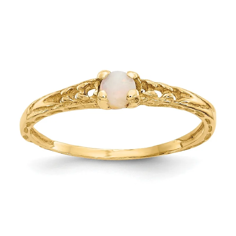 Jewelry Deals That Outshine The Rest 14KT Yellow Gold 3MM Round Opal Birthstone Baby Ring; Size 3