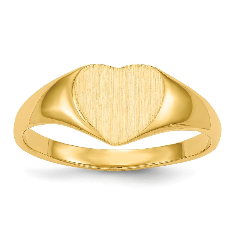 Discounted Jewelry For A Glamorous Look 14KT Yellow Gold 7.5X8.5MM Heart Signet Ring; Size 6