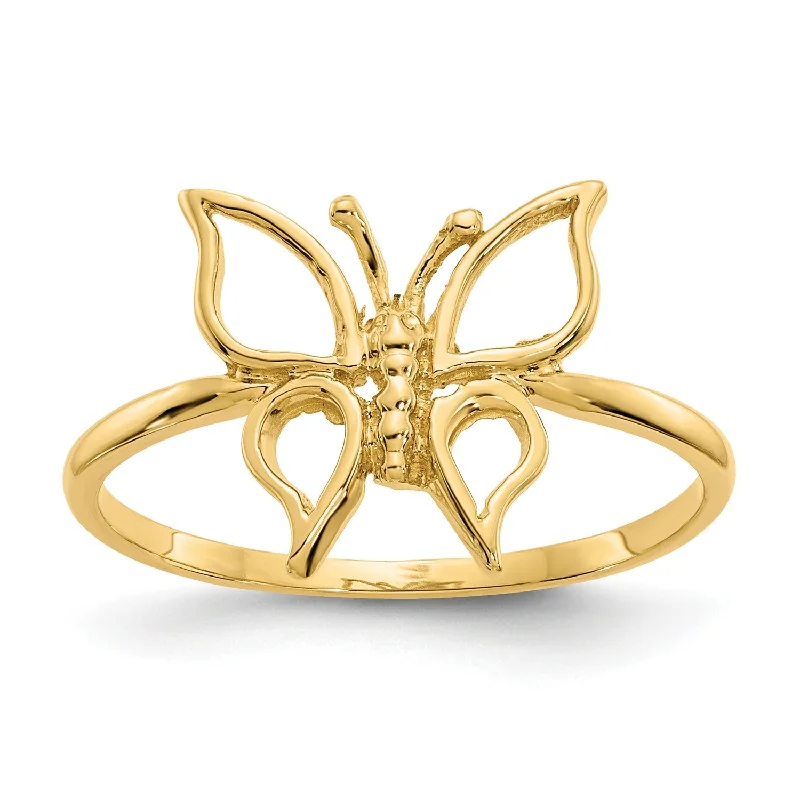 Stunning Jewelry At A Fraction Of The Price 14KT Yellow Gold Butterfly Ring; Size 7