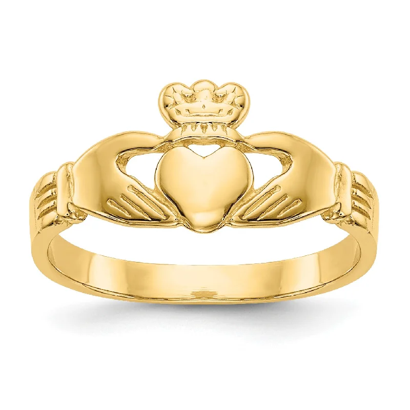 Seasonal Jewelry Sale – Upgrade Your Collection 14KT Yellow Gold Childrens Claddagh Ring; Size 3