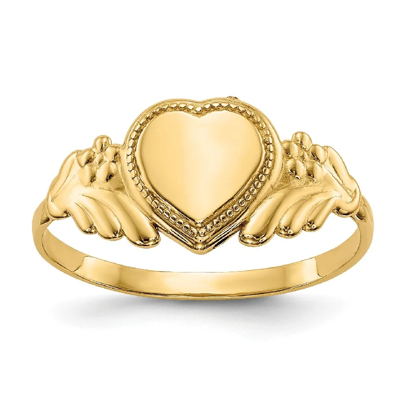 Jewelry Deals That Outshine The Rest 14KT Yellow Gold Childrens Heart Ring; Size 3