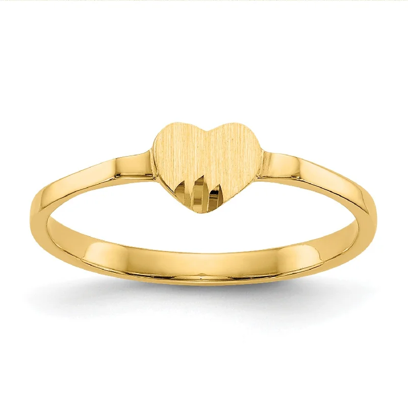 Elegant Jewelry Styles At Budget-Friendly Prices 14KT Yellow Gold Childrens Heart Signet Ring; Size 4