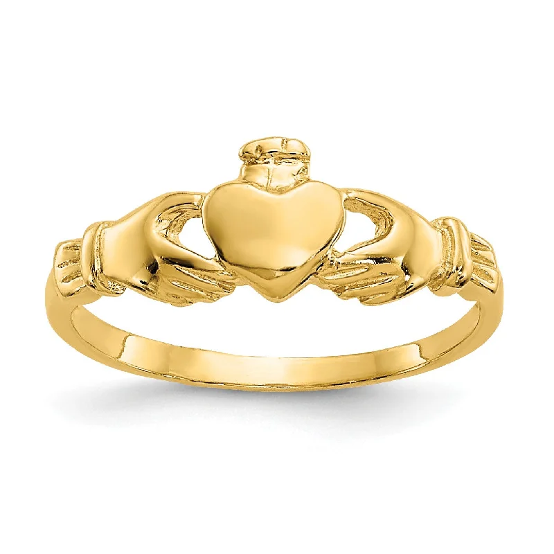 Timeless Elegance At Unbelievable Discounts 14KT Yellow Gold Claddagh Baby Ring; Size 1