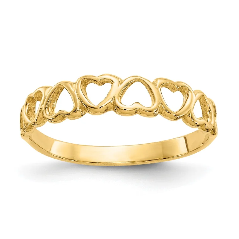 Elevate Your Outfit With Discounted Statement Jewelry 14KT Yellow Gold Heart Ring; Size 5.7