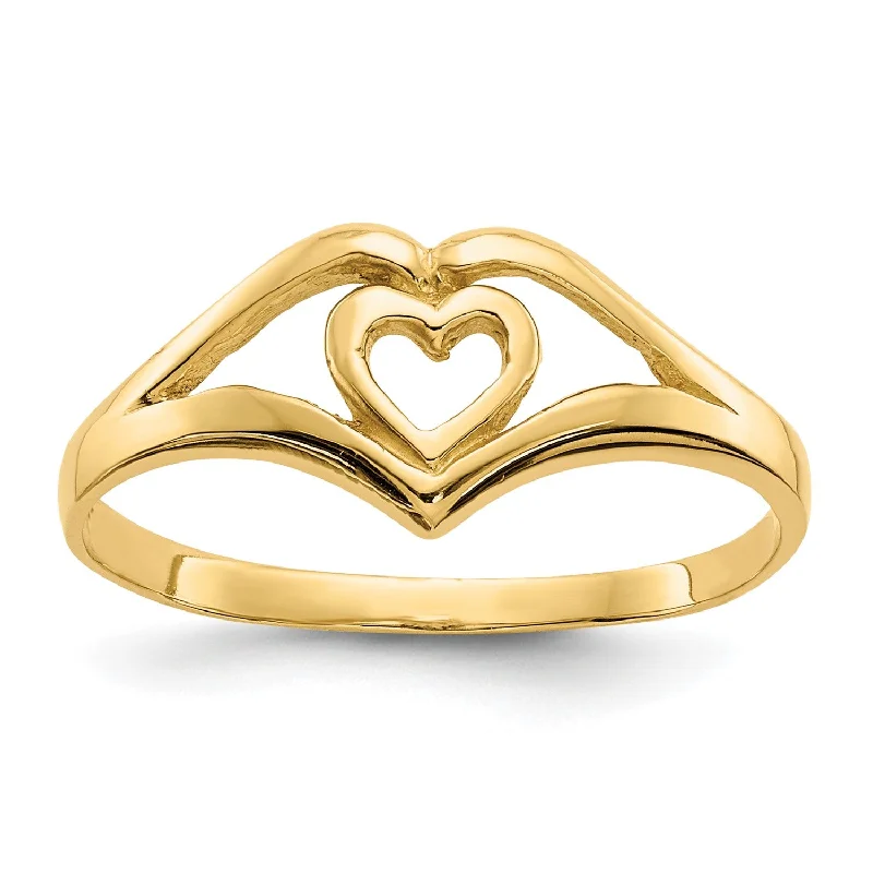 Personalized Jewelry Sale – Unique Gifts At Low Prices 14KT Yellow Gold Heart Ring; Size 7.5