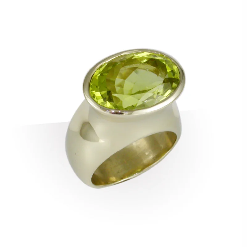 Personalized Jewelry Sale – Meaningful Gifts At Great Prices Olive Green CZ Ring, Yellow Gold