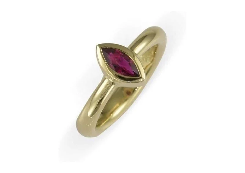 Eco-Friendly Sustainable Jewelry For Conscious Buyers Marquise Ruby Ring, Yellow Gold
