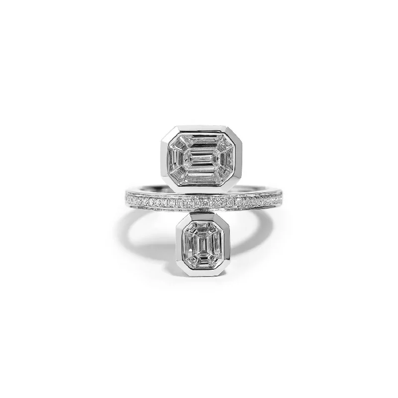 Luxury Jewelry At Unbeatable Discounts Illusion Diamond Pave Duplex Ring