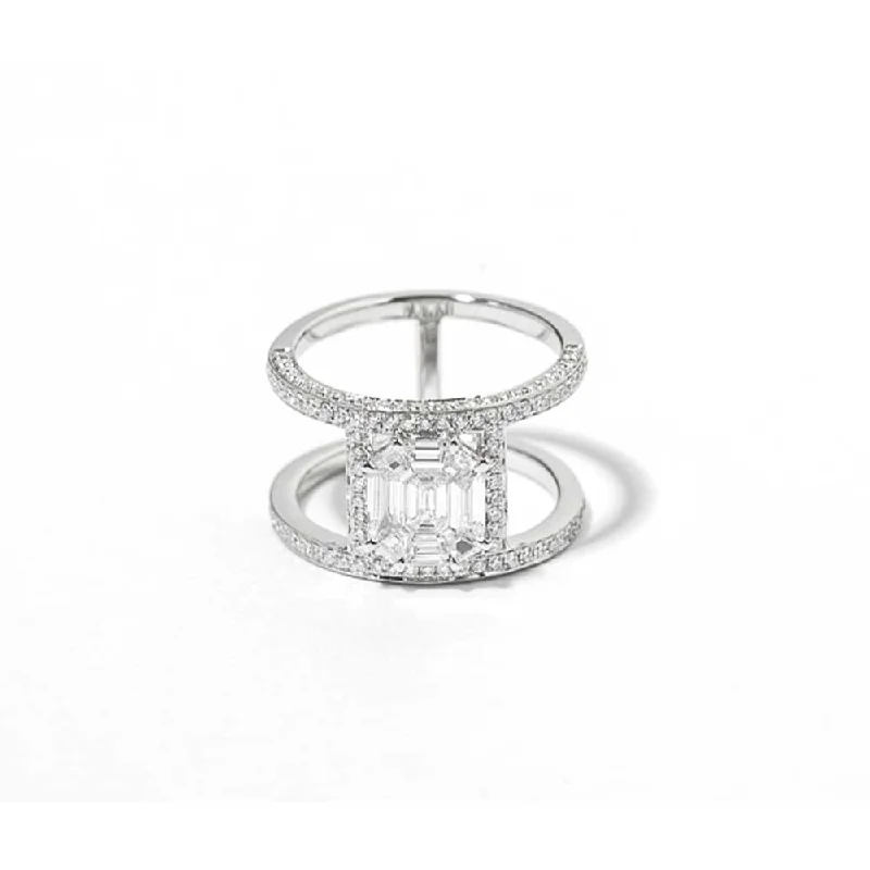 Premium Jewelry Now Available At Special Discounts Illusion Diamond Pave Tube Pinky Ring