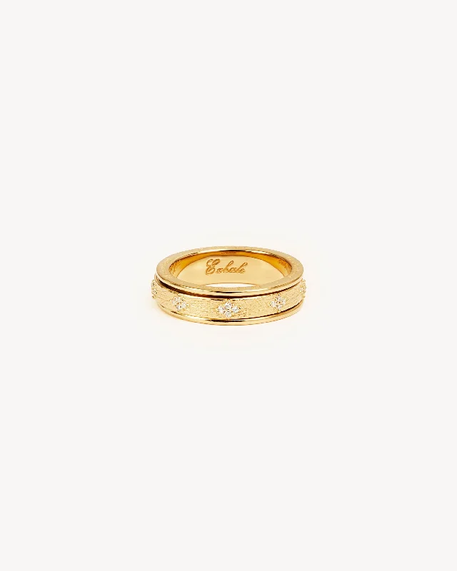 Fashion-Forward Geometric Jewelry For Contemporary Style 18k Gold Vermeil Breathe Spinning Meditation Ring
