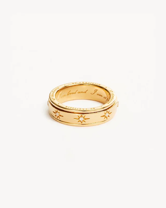 Luxury Handcrafted Jewelry For Elegant Looks 18k Gold Vermeil I Am Loved Spinning Meditation Ring