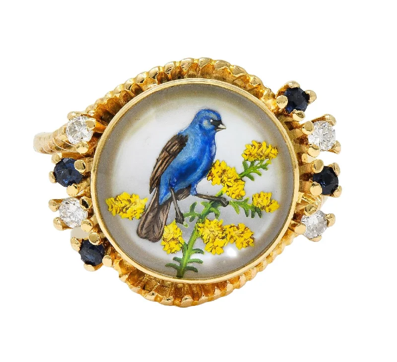 Waterproof Stainless Steel Jewelry For Lasting Beauty 1960s Sapphire Diamond Painted Essex Crystal 14 Karat Yellow Gold Vintage Blue Bird Bypass Ring
