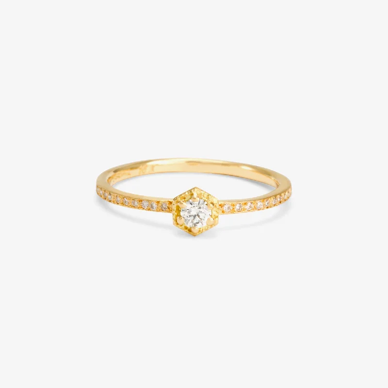 Limited-Stock Jewelry Sale – Once It's Gone, It's Gone R9902W | 3mm White Diamond Hexagon Pave Ring
