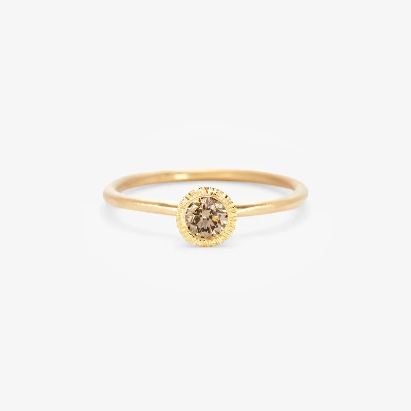 Elegant Rose Gold Jewelry For A Stylish Touch R11304BR | 4mm Brown Diamond Round Brilliant Solitaire Ring