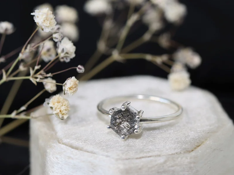Special Deals On Handcrafted And Designer Jewelry 6mm Hexagon Tourmalinated Quartz Ring