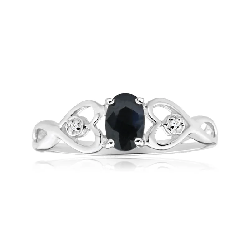 Buy More, Save More On Stunning Jewelry Pieces 9ct Charming White Gold Diamond + Natural Sapphire Ring