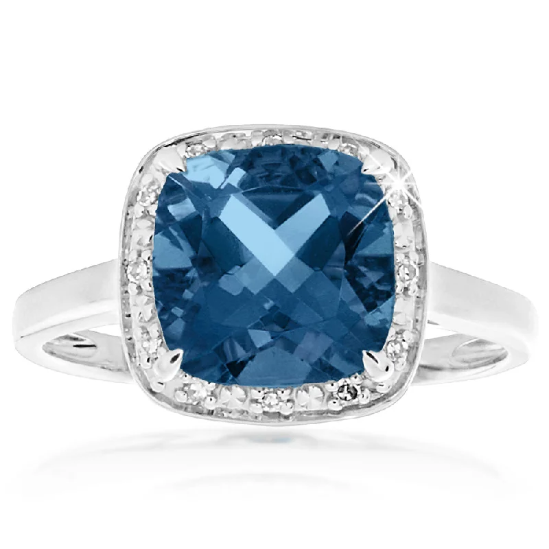 Bold And Beautiful Jewelry Now At Irresistible Prices 9ct White Gold 8mm 2.70ct London Blue Topaz and Diamond Ring Bold And Beautiful Jewelry Now At Irresistible Prices 9ct White Gold 8mm 2.70ct London Blue Topaz and Diamond Ring