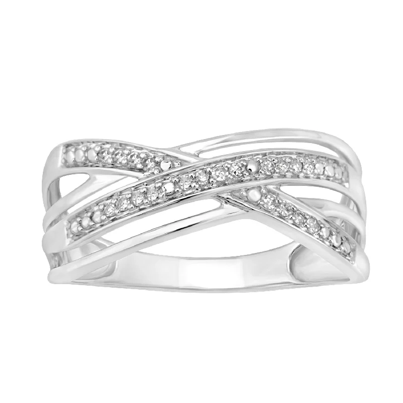 Limited-Time Jewelry Sale – Elegant Styles At Less 9ct White Gold Diamond Double Crossover Ring with 20 Brilliant Diamonds