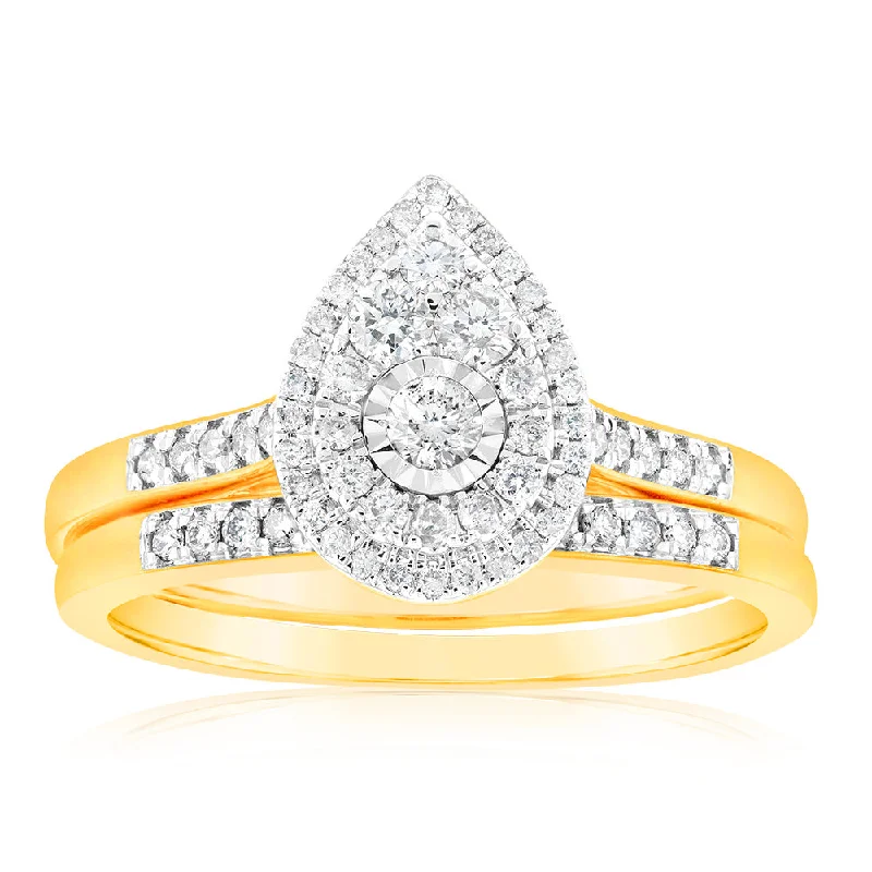 Save On Luxury Jewelry Pieces – Limited-Time Offers 9ct Yellow Gold 1/2 Carat Cluster Diamond Bridal Set Ring Save On Luxury Jewelry Pieces – Limited-Time Offers 9ct Yellow Gold 1/2 Carat Cluster Diamond Bridal Set Ring