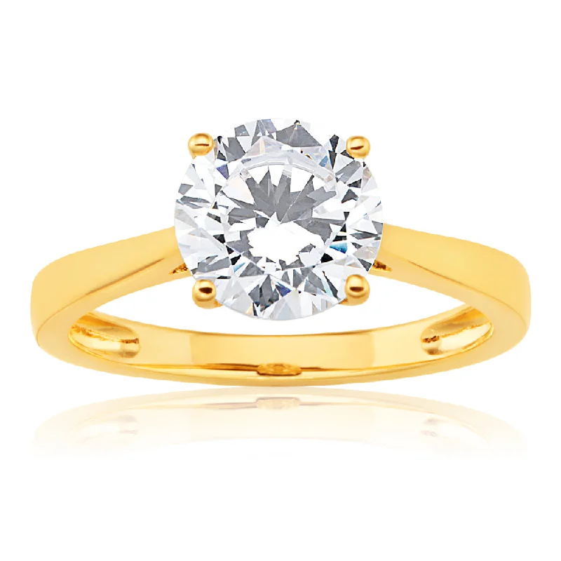 Buy More, Save More On Stunning Jewelry Pieces 9ct Yellow Gold 8mm Zirconia Brilliant Cut Solitaire Ring