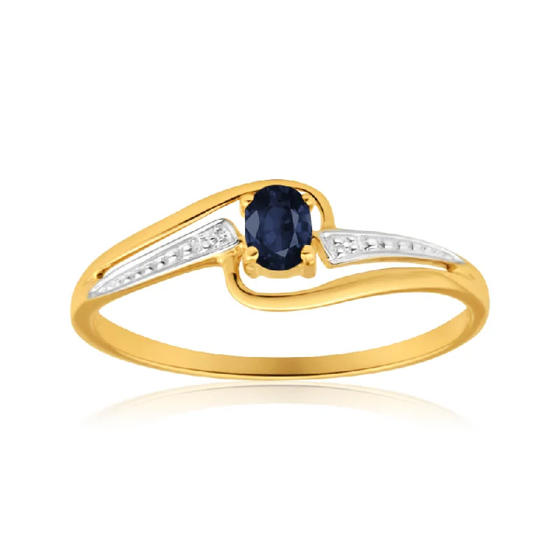 Everyday Jewelry Essentials Now On Sale 9ct Yellow Gold Alluring Natural Black Sapphire Ring