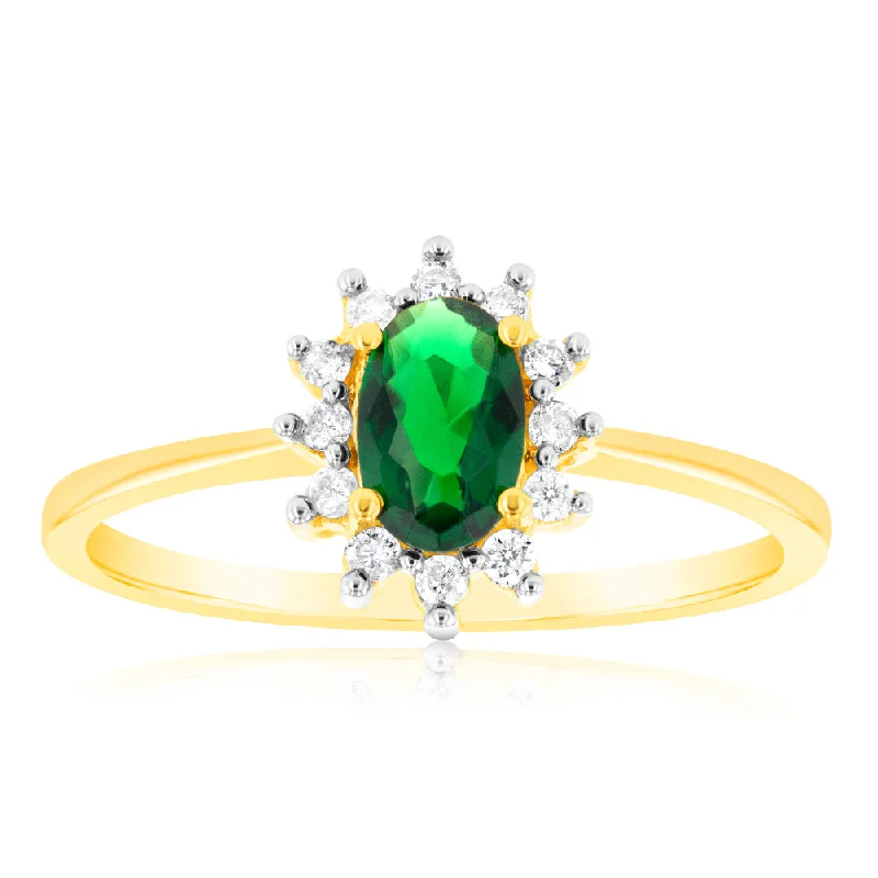 Upgrade Your Jewelry Collection For Less 9ct Yellow Gold Diamond And Glass Filled Emerald Ring Upgrade Your Jewelry Collection For Less 9ct Yellow Gold Diamond And Glass Filled Emerald Ring