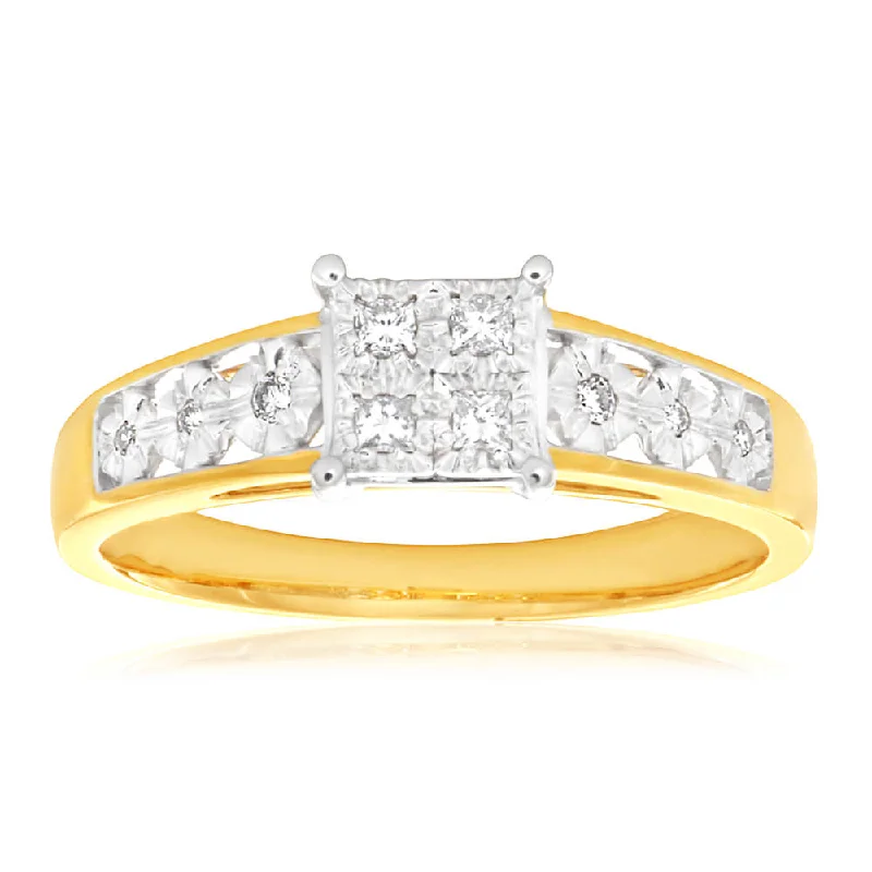 Everyday Jewelry Essentials Now On Sale 9ct Yellow Gold Diamond Elegant Ring