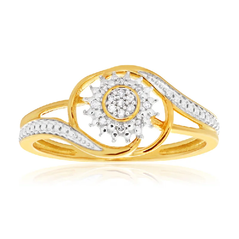 Unique Jewelry For Less – Shop The Sale Now 9ct Yellow Gold Diamond Ring Set with 15 Stunning Brilliant Diamonds