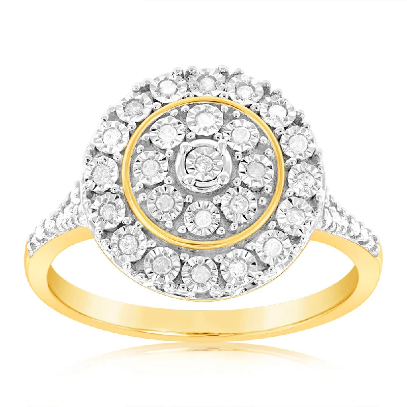 Stunning Jewelry At Even More Stunning Prices 9ct Yellow Gold Diamond Ring With 35 Brilliant Cut Diamonds