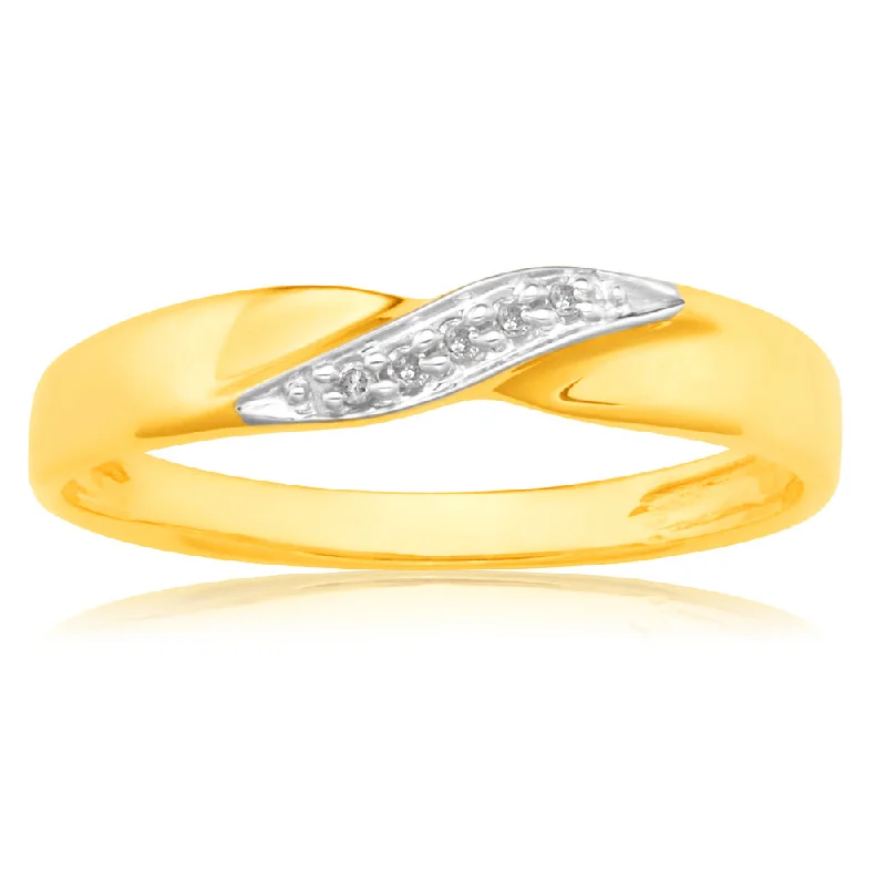 Seasonal Jewelry Deals – Elevate Your Style 9ct Yellow Gold Diamond Ring with 5 Brilliant Diamonds