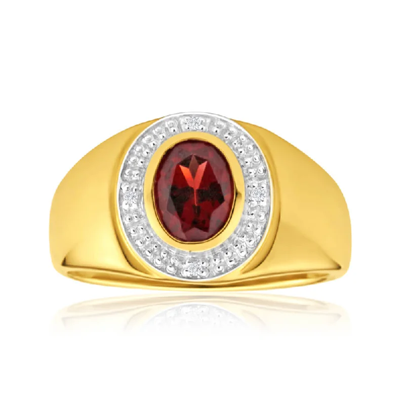 Discover Unique Jewelry With Special Limited-Time Offers 9ct Yellow Gold Garnet and Diamond Gents Ring Discover Unique Jewelry With Special Limited-Time Offers 9ct Yellow Gold Garnet and Diamond Gents Ring