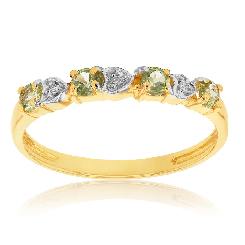 Eco-Friendly Sustainable Jewelry For Conscious Buyers 9ct Yellow Gold Peridot and Diamond Ring