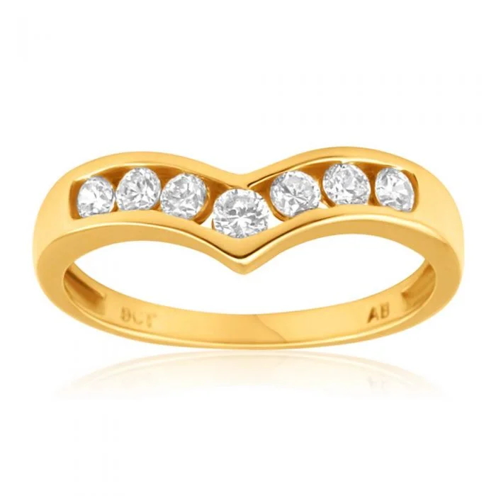 Exclusive Jewelry Sale Event – Shop Now 9ct Yellow Gold Wishbone Cubic Zirconia Ring