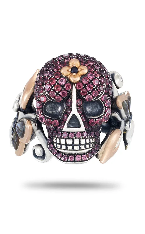 Discounted Jewelry For A Glamorous Look Advanced order. Someday Skull Ring – Black Sapphire, Pink Garnet & Abalone